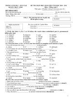 Đề và đáp án môn Tiếng Anh 9 năm học 2010-2011