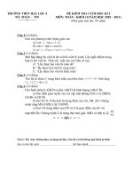 Đề  - Đáp án Thi HKI khối 11 năm 2010