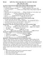 Kiểm tra học kì I Anh 8