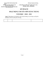 KẾ HOẠCH CHUYÊN MÔN HÀNG THÁNG