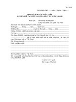 Mẫu TP-LS-14: Đơn đề nghị cấp Giấy phép hành nghề tại Việt Nam của luật sư nước ngoài