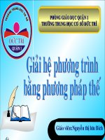 Giải hệ phương trình bằng pp thế