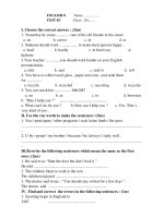 Đề KT Tiếng Anh 8 - Lần 2