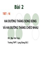 Tiết 16. Hai đường thẳng song song và chéo nhau