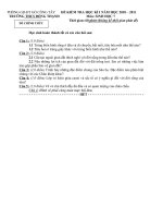 ĐỀ KT HKI SINH HỌC 7