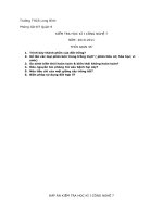 đề thi và đáp án công nghệ 7 HKI