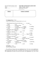 Đề thi HK 1 (có key)