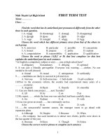 DE KIEM TRA HOC KI I LOP 12 nam hoc 2010-2011