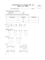 Đề thi KTĐK lần 2 Môn Toán 2 - NH 2010-2011
