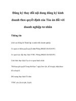 Đăng ký thay đổi nội dung đăng ký kinh doanh theo quyết định của Tòa án đối với doanh nghiệp tư nhân