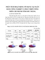 PHÂN TÍCH HOẠT ĐỘNG TÍN DỤNG TẠI NGÂN HÀNG NÔNG NGHIỆP VÀ PHÁT TRIỂN NÔNG THÔN CHI NHÁNH TỈNH SÓC TRĂNG