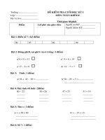 Đề kiểm tra Học kì I_Toán lớp 2_2b