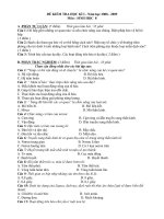 ĐỀ VÀ ĐÁP ÁN THI KI I -SINH HỌC 8