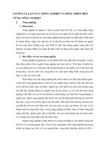 CƠ SỞ LÝ LUẬN CỦA NÔNG NGHIỆP VÀ PHÁT TRIỂN BỀN VỮNG NÔNG NGHIỆP