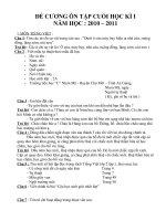 Đề cương ôn tập học kỳ I, khối 2, năm học 2010 - 2011