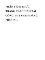 PHÂN TÍCH THỰC TRẠNG TÀI CHÍNH TẠI CÔNG TY TNHH HOÀNG PHƯƠNG