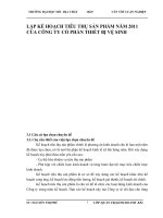 LẬP KẾ HOẠCH TIÊU THỤ SẢN PHẨM NĂM 2011 CỦA CÔNG TY CỔ PHẦN THIẾT BỊ VỆ SINH