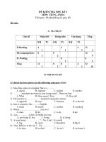 Đề Kiểm tra Học kỳ I_Tiếng Anh 6_b