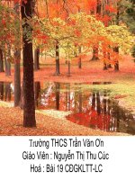 Hóa 8 bài 19 : CĐGKLTT-LC