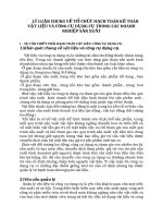 LÝ LUẬN CHUNG VỀ TỔ CHỨC HẠCH TOÁN KẾ TOÁN VẬT LIỆU VÀ CÔNG CỤ DỤNG CỤ TRONG CÁC DOANH NGHIỆP SẢN XUẤT