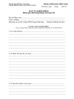 Mẫu bản kiểm điểm Đảng Viên