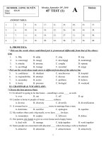 ĐỀ KIỂM TRA 1 TIẾT LẦN 1 KHỐI 12