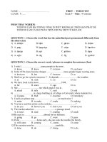 Đề thi HKI Anh 9 (09-10) Huyện Ninh Hòa