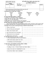 Đề kiểm tra chất lượng học kỳ I môn Tiếng Anh