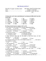 Đề mẫu HK I Anh 10_11