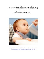 Cho trẻ ăn nhiều hải sản để phòng thiếu máu, thiếu sắt