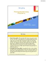 Bài giảng phương pháp định lượng trong quản lý Đại học Bách Khoa