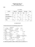 Đề Kiểm tra Học kỳ I_Tiếng Anh 6_a