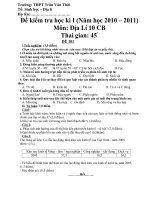 Đề và đap án Đia 10, KH I