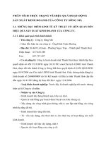 PHÂN TÍCH THỰC TRẠNG VỀ HIỆU QUẢ HOẠT ĐỘNG    SẢN XUẤT KINH DOANH CỦA CÔNG TY SÔNG MÃ