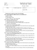 Đề kiểm tra Học kỳ I_môn Khoa Học Lớp 4_3