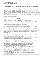 Đề thi HK1 có đáp án hay