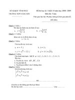 Đề thi môn toán khối 10 năm 2008 - 2009