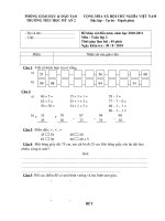 ĐỀ KIỂM TRA - HDC TOÁN 2 ĐN 2010- 2011