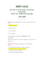 DIỄN GIẢI ĐỀ THI TUYỂN SINH CAO ĐẲNG NĂM 2009 MÔN THI: ANH VĂN (p2)