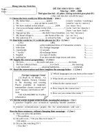 Đề thi HKI Anh 9 (07-08) Huyện Ninh Hòa