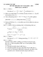 De va Dap An Thi Hoc Ky I nam 10-11