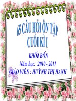ÔN TẬP KIỂM TRA CUỐI HKI - LỚP 4 - NĂM HỌC 2010-2011