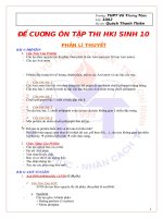 ĐỀ CƯƠNG ÔN TẬP HKI SINH 10 V2T