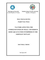 Các yếu tố ảnh hưởng đến năng lực cạnh tranh của các doanh nghiệp vừa và nhỏ ngành nuôi trồng thủy sản ở khu vực miền bắc việt nam  