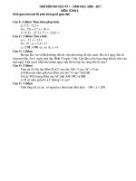 Đề Kiểm tra học kỳ I năm học 2010 - 2011