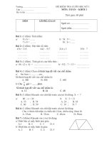 Đề Kiểm tra cuối học kỳ I_Toán lớp 3_4