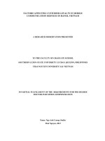Các yếu tố ảnh hưởng đến lòng trung thành của khách hàng trong dịch vụ thông tin di động ở khu vực hà nội, việt nam 