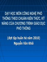 DẠY HỌC MÔN CÔNG NGHỆ PHỔ THÔNG THEO CHUẨN