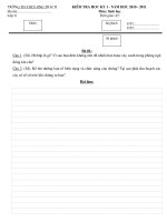 Đề kiểm tra học kỳ I - năm học 2010-2011