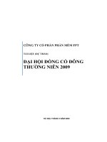 ĐẠI HỘI ĐỒNG CỔ ĐÔNG THƯỜNG NIÊN 2009 CÔNG TY CỔ PHẦN PHẦN MỀM FPT